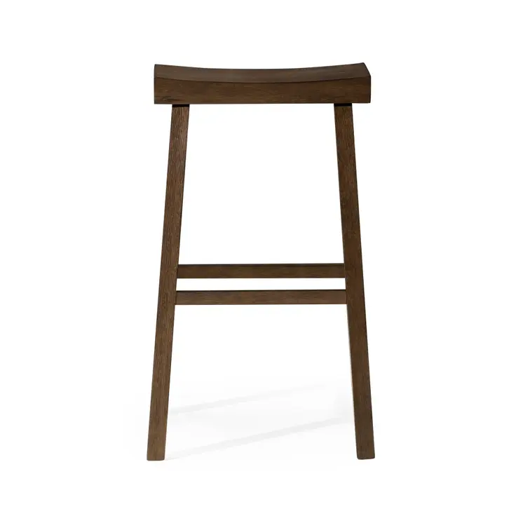 31" Brown Solid Wood Backless Bar Height Bar Chair