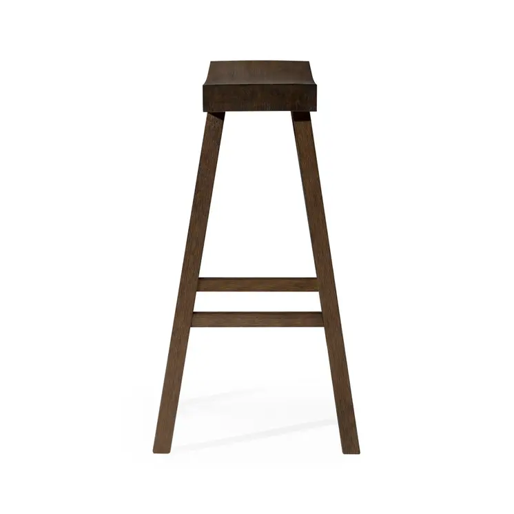 31" Brown Solid Wood Backless Bar Height Bar Chair