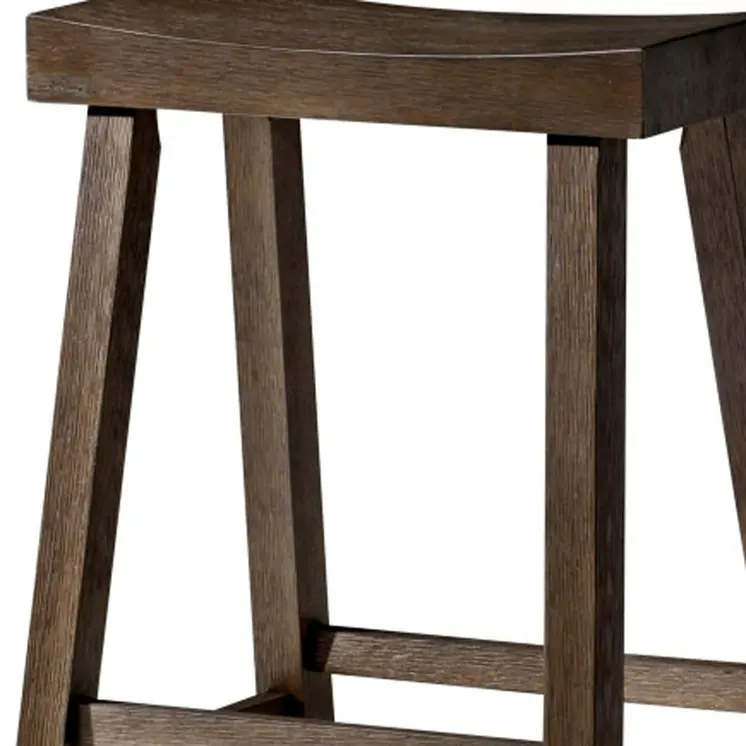 31" Brown Solid Wood Backless Bar Height Bar Chair