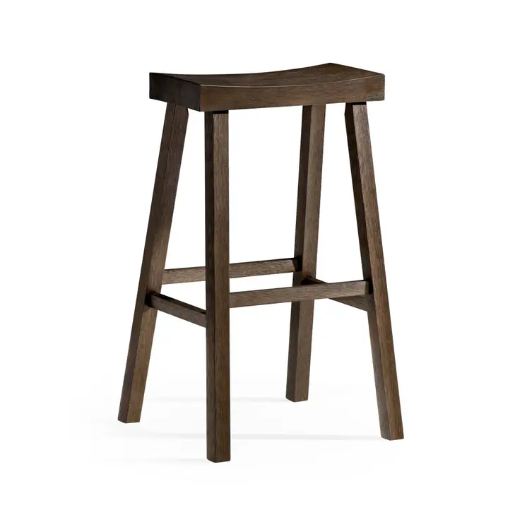31" Brown Solid Wood Backless Bar Height Bar Chair