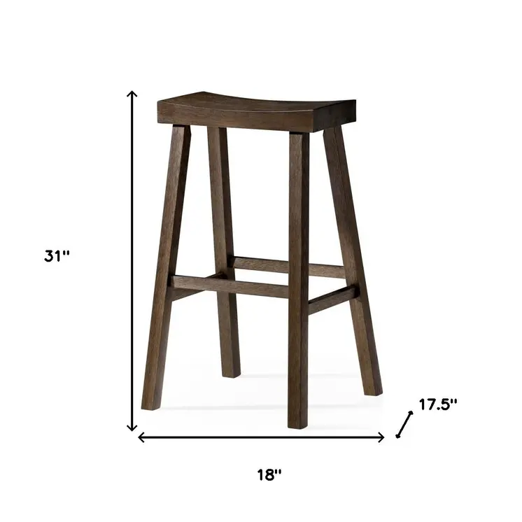 31" Brown Solid Wood Backless Bar Height Bar Chair