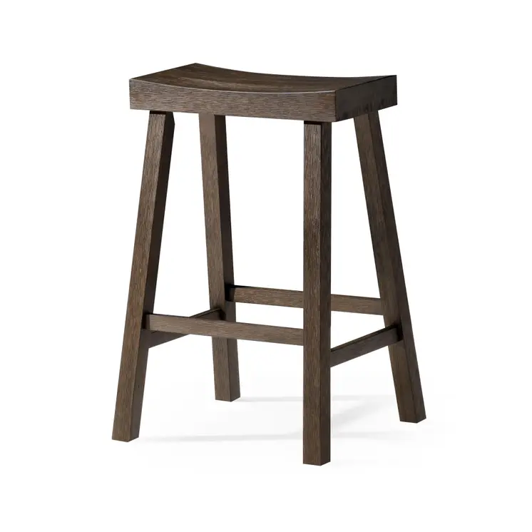 27" Brown Solid Wood Backless Counter Height Bar Chair