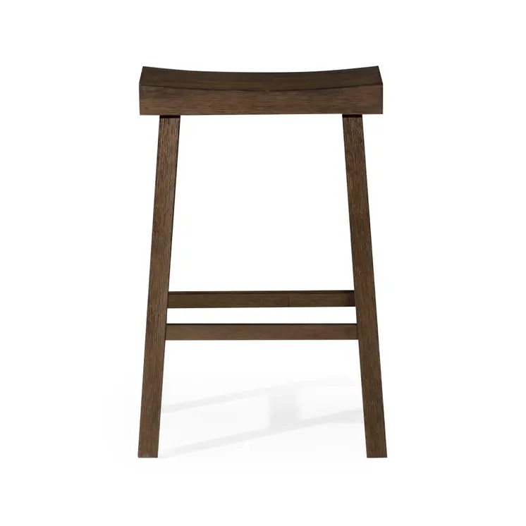 27" Brown Solid Wood Backless Counter Height Bar Chair