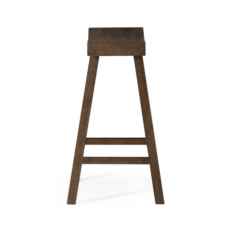 27" Brown Solid Wood Backless Counter Height Bar Chair