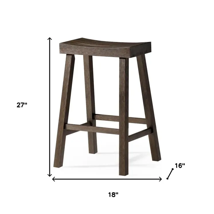 27" Brown Solid Wood Backless Counter Height Bar Chair