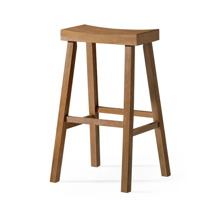 31" Natural Solid Wood Backless Bar Height Bar Chair