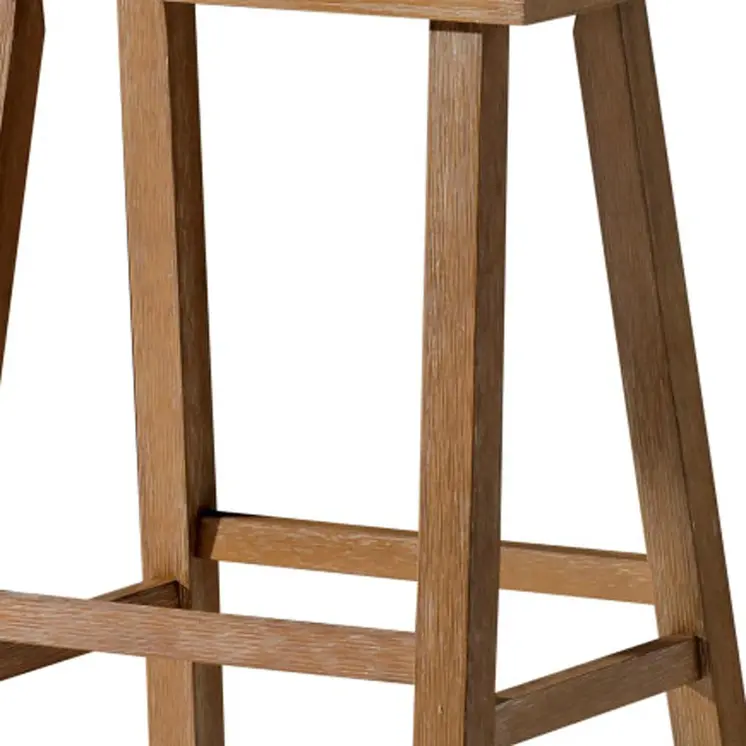 31" Natural Solid Wood Backless Bar Height Bar Chair