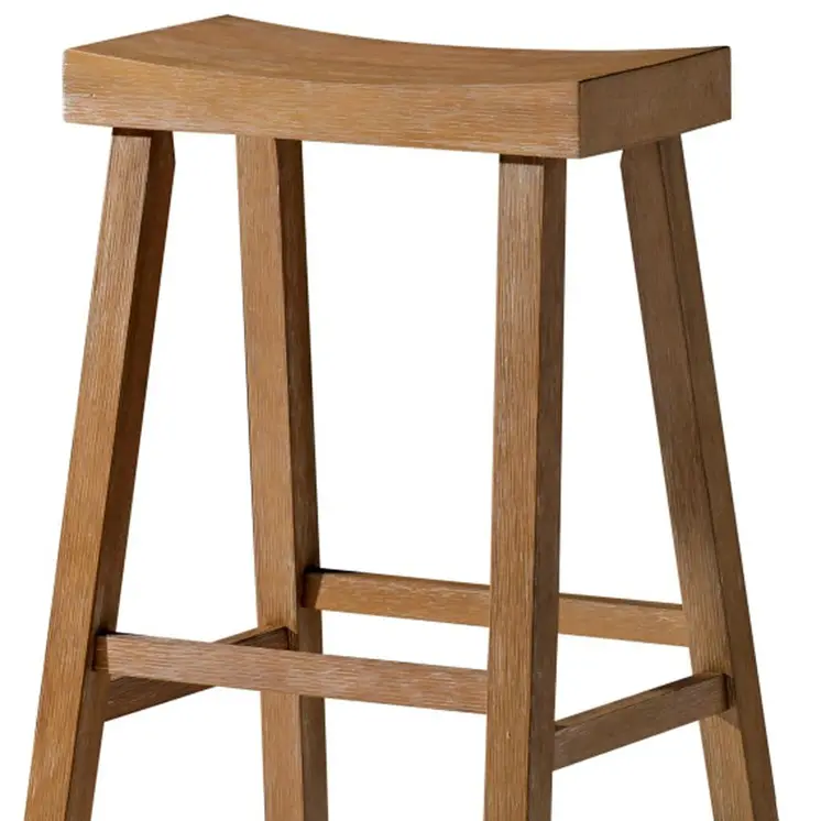 31" Natural Solid Wood Backless Bar Height Bar Chair