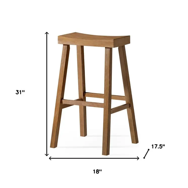 31" Natural Solid Wood Backless Bar Height Bar Chair