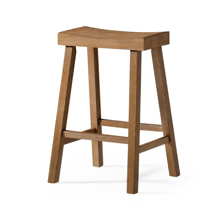 27" Natural Solid Wood Backless Counter Height Bar Chair
