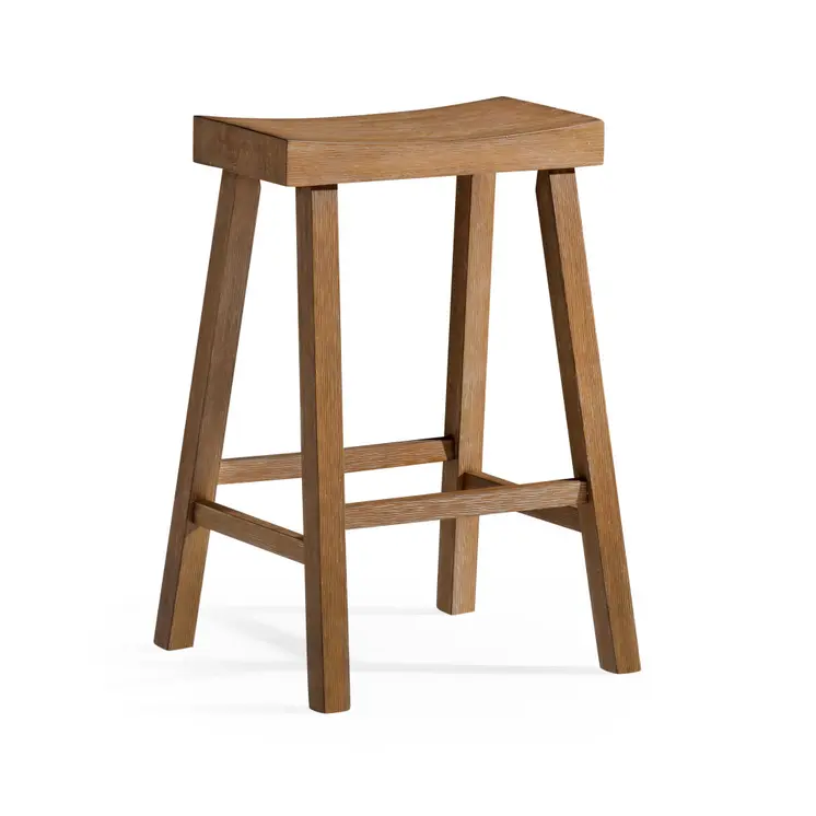 27" Natural Solid Wood Backless Counter Height Bar Chair