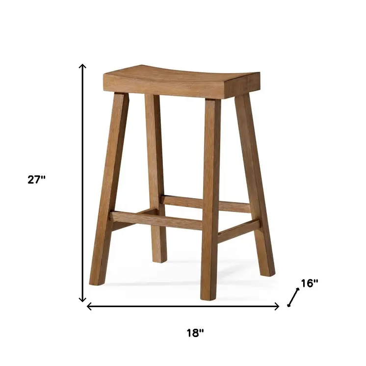 27" Natural Solid Wood Backless Counter Height Bar Chair