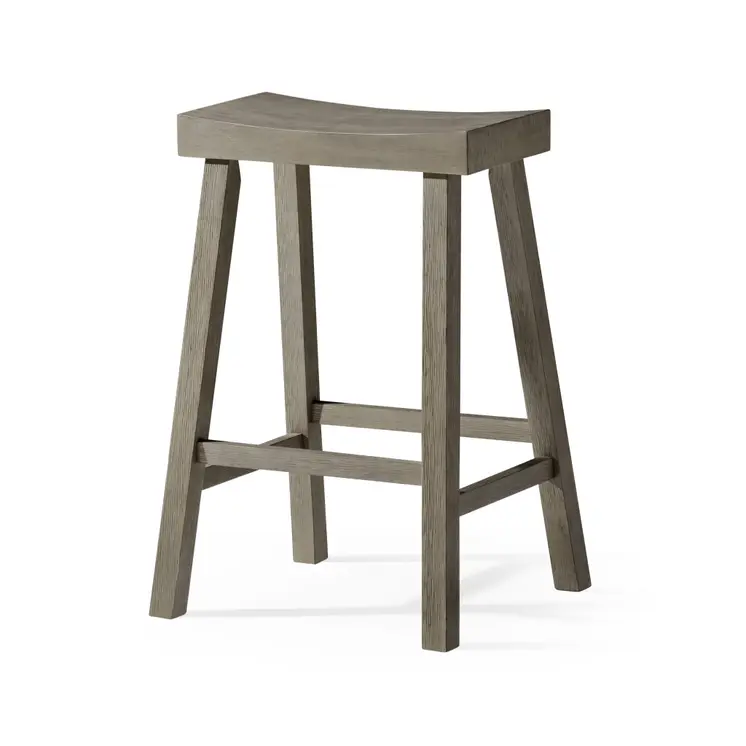 27" Cool Gray Solid Wood Backless Counter Height Bar Chair