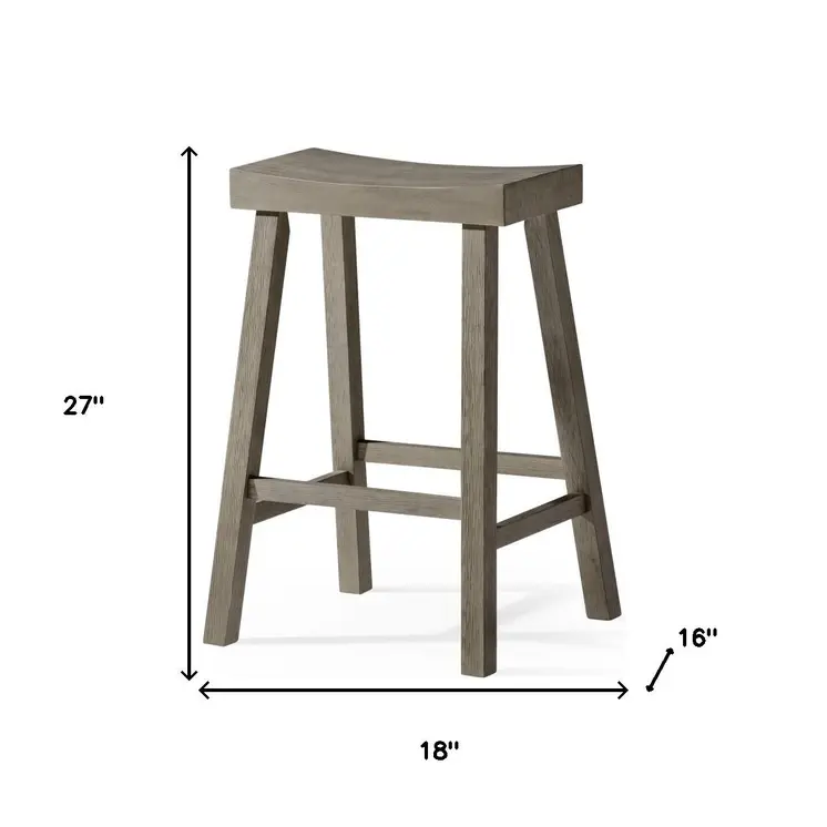 27" Cool Gray Solid Wood Backless Counter Height Bar Chair