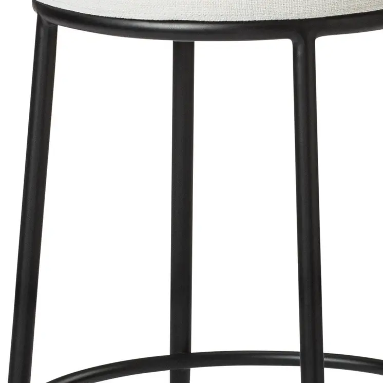 26" White and Black Fabric and Metal Backless Counter Height Bar Chair