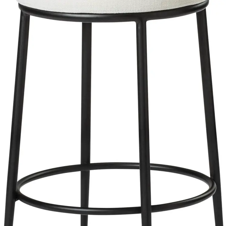 26" White and Black Fabric and Metal Backless Counter Height Bar Chair