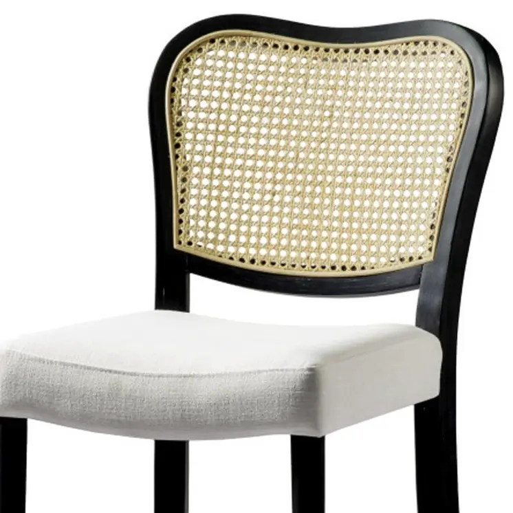31" White and Black Fabric and Solid Wood Bar Height Bar Chair