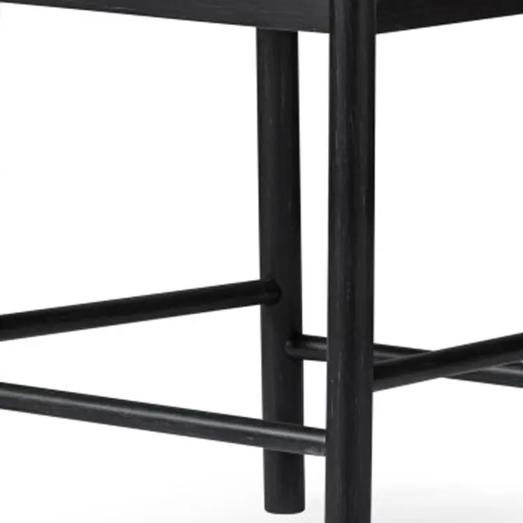 26" White and Black Fabric and Solid Wood Counter Height Bar Chair