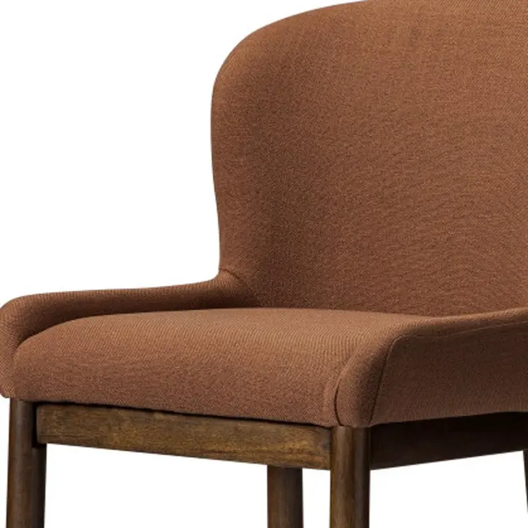26" Brown Fabric and Solid Wood Counter Height Bar Chair