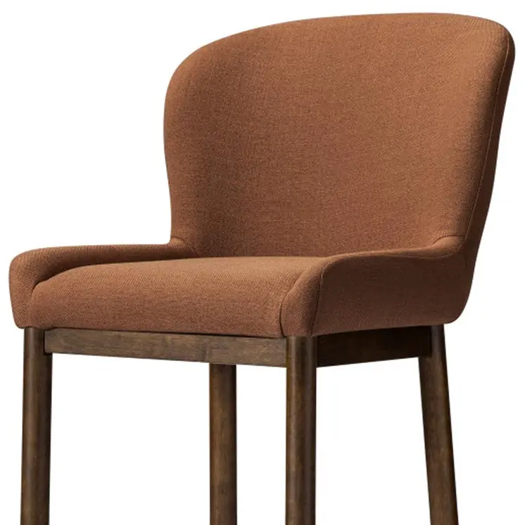 31" Brown Fabric and Solid Wood Bar Height Bar Chair