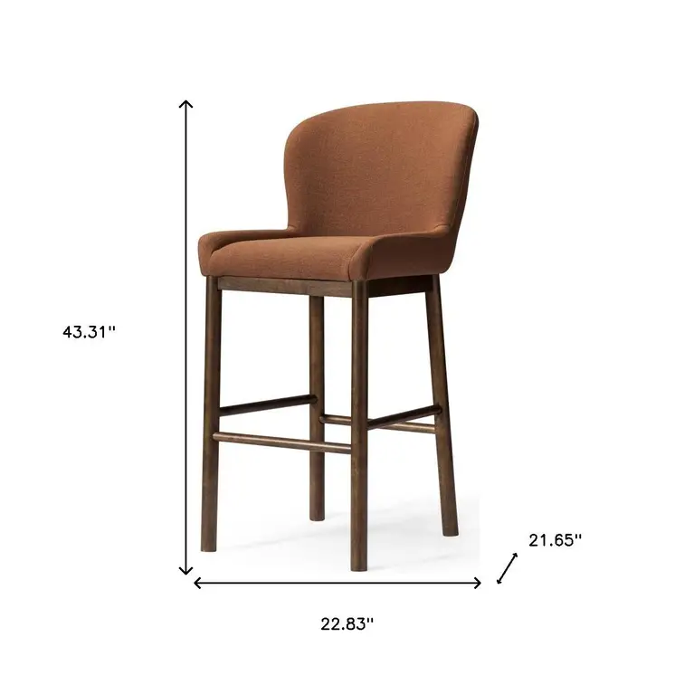 31" Brown Fabric and Solid Wood Bar Height Bar Chair