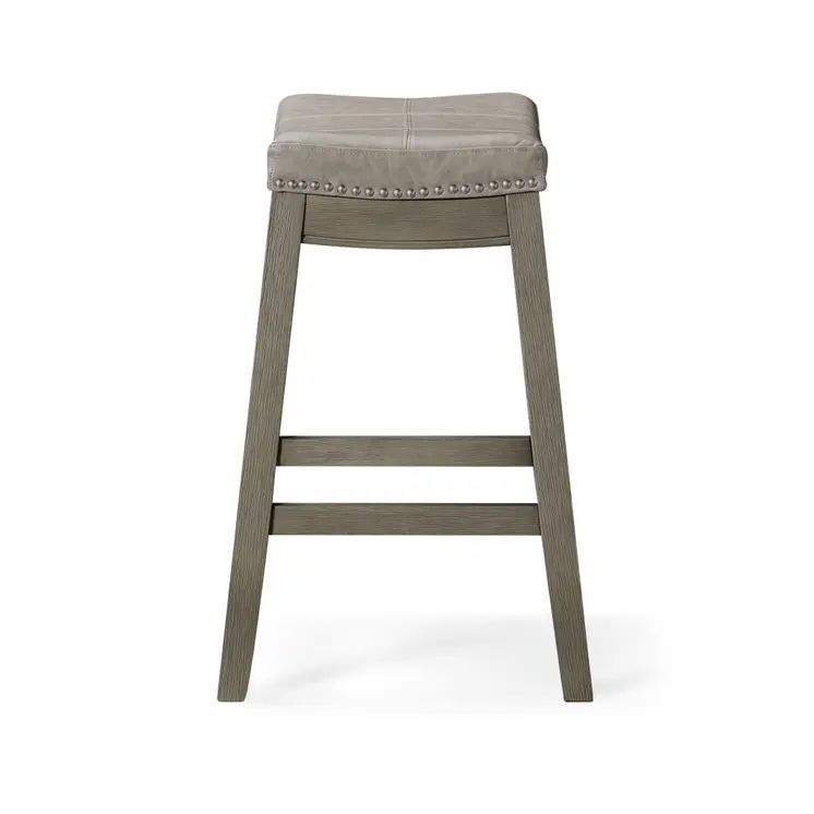 26" Gray and Cool Gray Faux Leather and Solid Wood Backless Counter Height Bar Chair