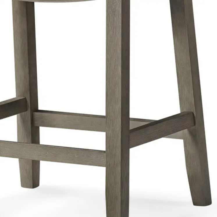 26" Gray and Cool Gray Fabric and Solid Wood Backless Counter Height Bar Chair