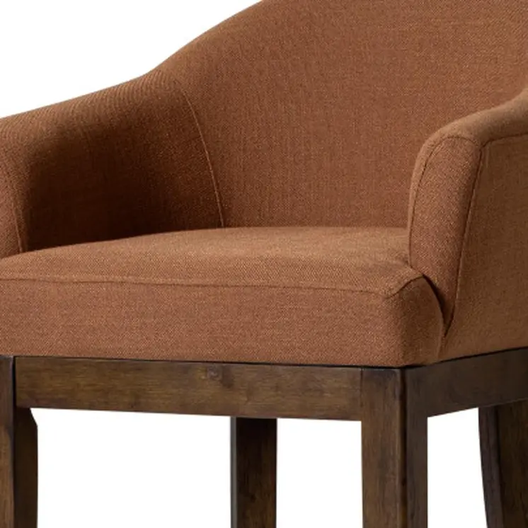 40" Brown Fabric and Solid Wood Bar Height Swivel Bar Chair