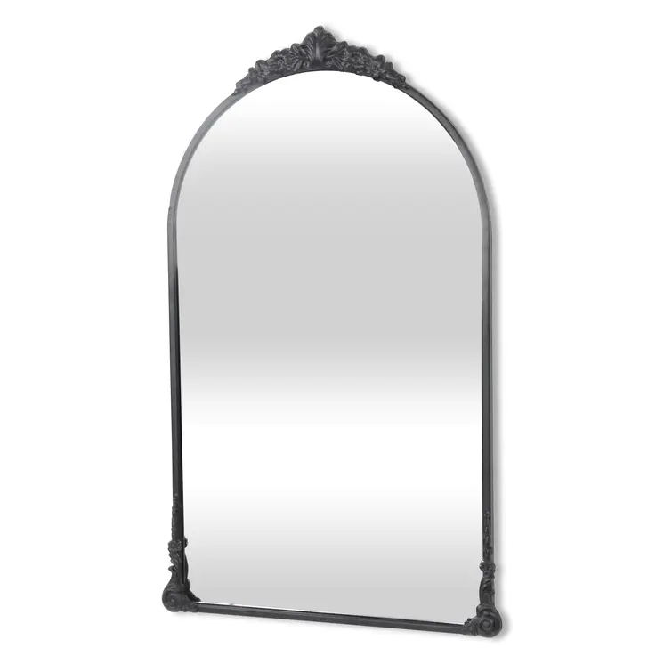 34" Black Metal Arch Accent Mirror