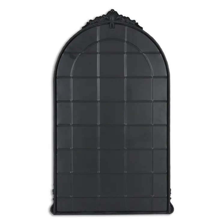 34" Black Metal Arch Accent Mirror