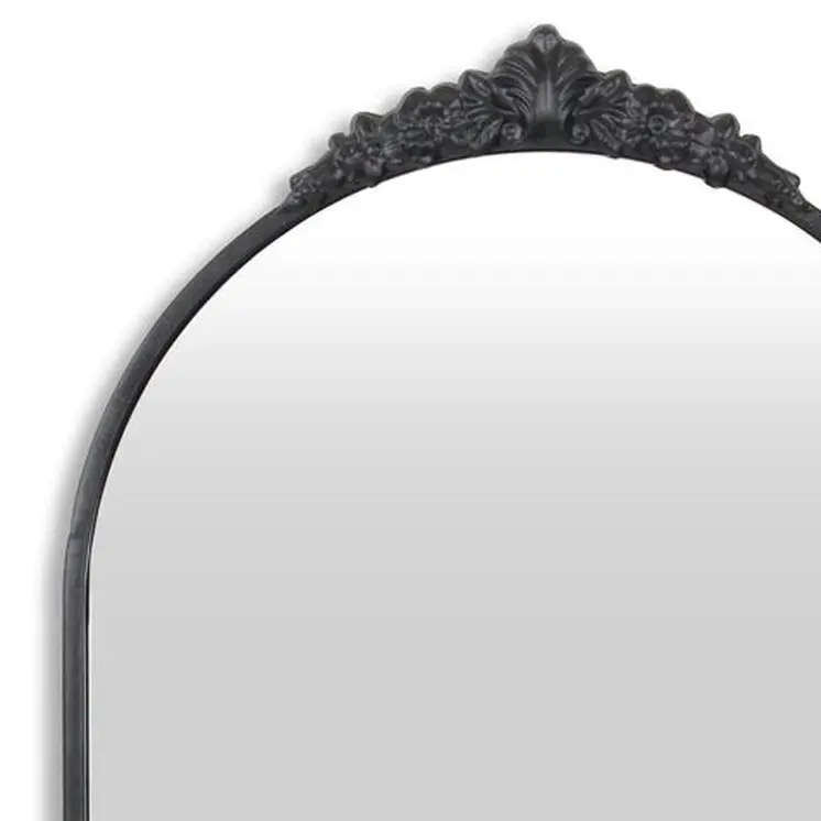 34" Black Metal Arch Accent Mirror