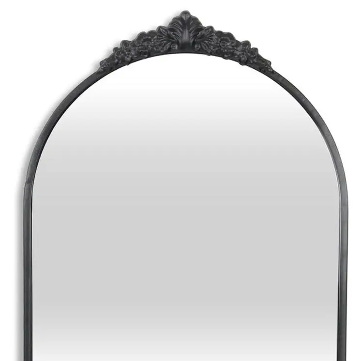 34" Black Metal Arch Accent Mirror