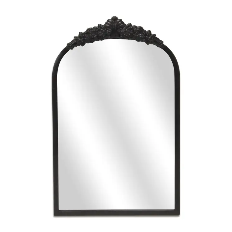 16" Black Metal Arch Accent Mirror