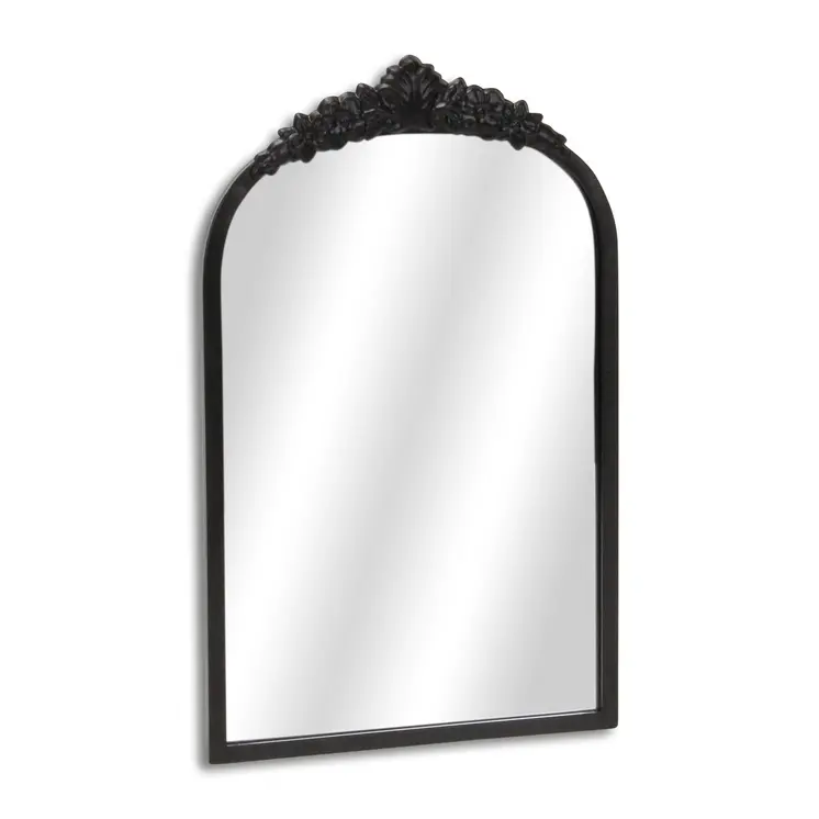 16" Black Metal Arch Accent Mirror