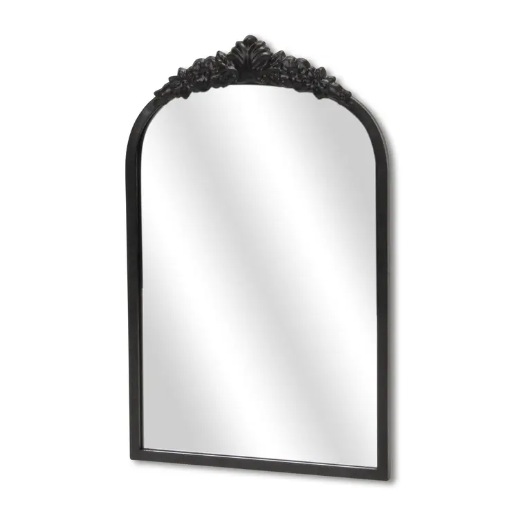 16" Black Metal Arch Accent Mirror