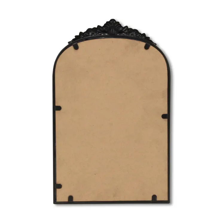 16" Black Metal Arch Accent Mirror
