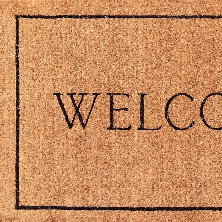 18" X 30" Natural And Black Coir Welcome Outdoor Door Mat