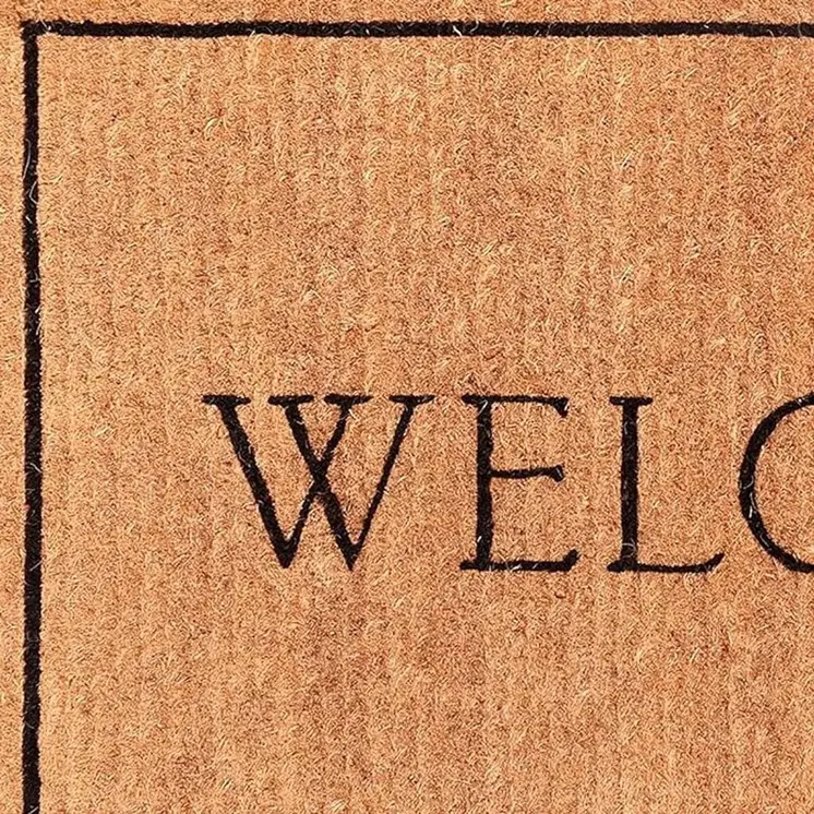 18" X 30" Natural And Black Coir Welcome Outdoor Door Mat