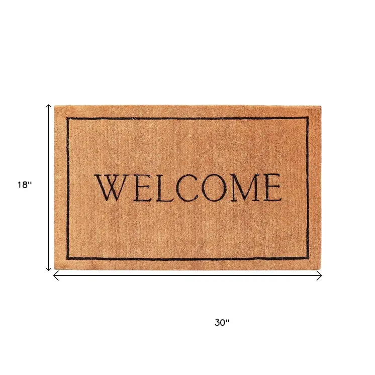 18" X 30" Natural And Black Coir Welcome Outdoor Door Mat