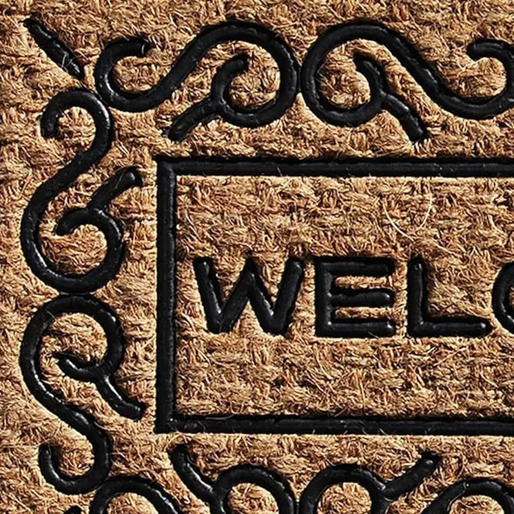 18" X 30" Natural And Black Coir Welcome Outdoor Door Mat