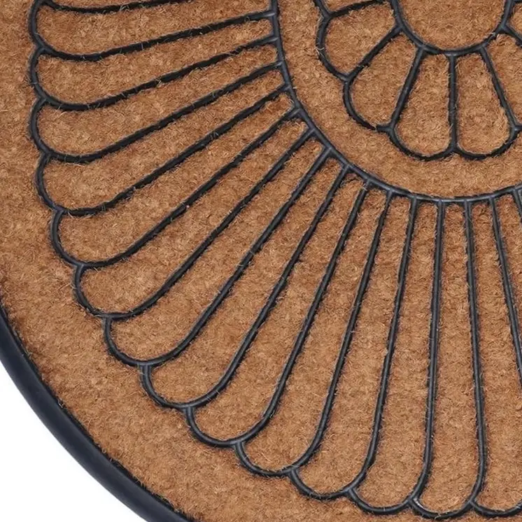 24" X 36" Black And Natural Semi Circle Outdoor Coir And Rubber Door Mat