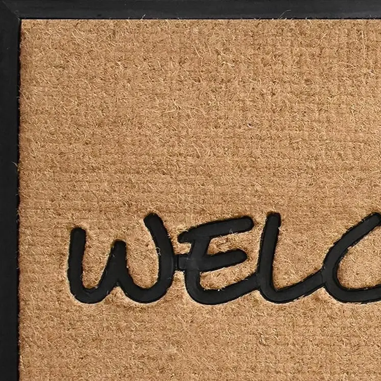 24" X 36" Natural And Black Coir Welcome Outdoor Door Mat