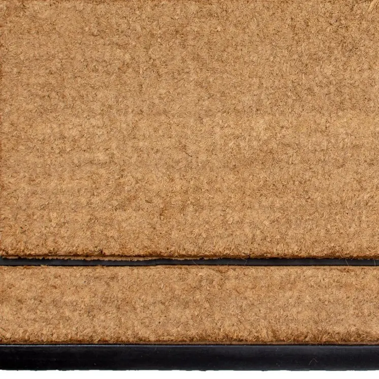 24" X 48" Natural And Black Striped Border Outdoor Coir And Rubber Door Mat