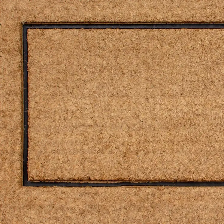 24" X 48" Natural And Black Striped Border Outdoor Coir And Rubber Door Mat