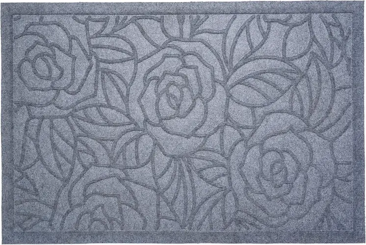 18" X 30" Gray Floral Outdoor Polypropylene Door Mat