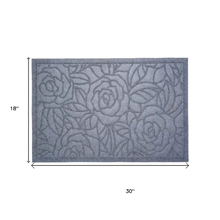 18" X 30" Gray Floral Outdoor Polypropylene Door Mat