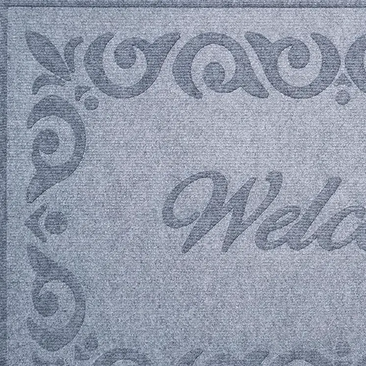 18" X 30" Gray Scrollwork Border Welcome Outdoor Polypropylene Door Mat