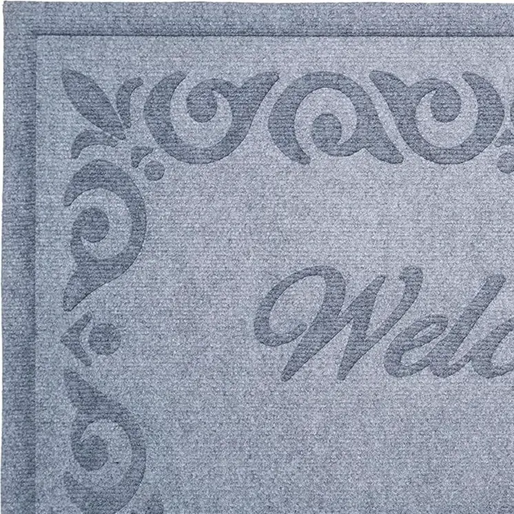 18" X 30" Gray Scrollwork Border Welcome Outdoor Polypropylene Door Mat