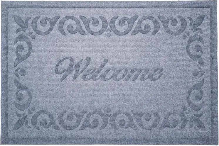 18" X 30" Gray Scrollwork Border Welcome Outdoor Polypropylene Door Mat