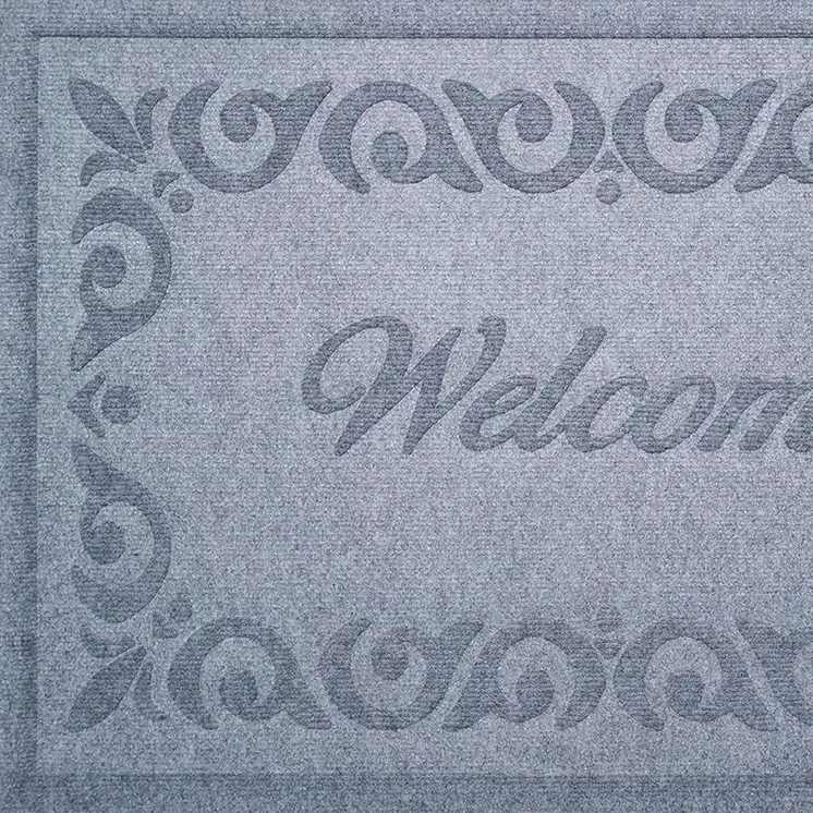 18" X 30" Gray Scrollwork Border Welcome Outdoor Polypropylene Door Mat
